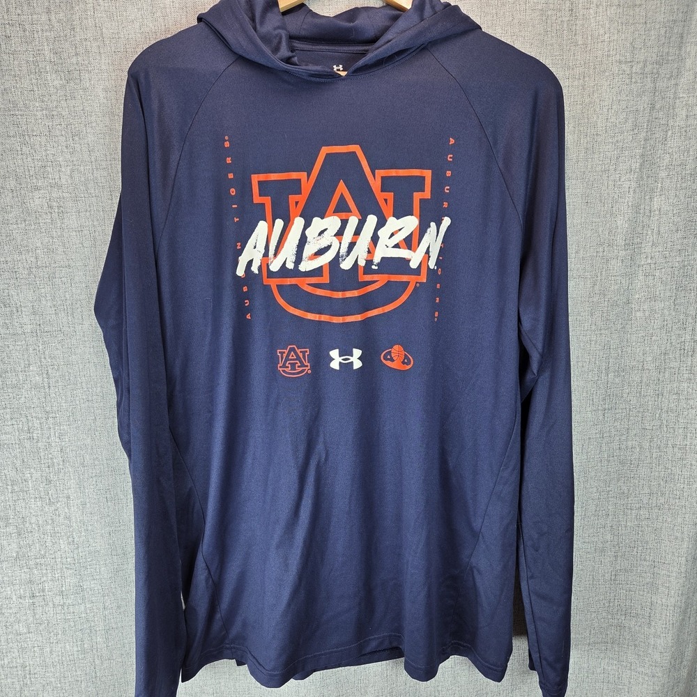 Under Armour Auburn Tigers Hoodie Mens Large Navy Long Sleeve Shirt Athleisure